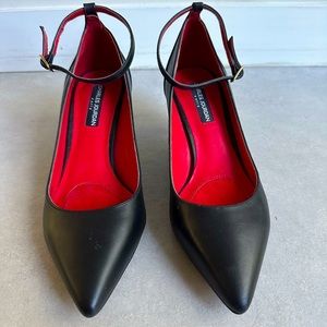Charles Jourdan Women’s Pump High Heel, Black Leather size 7